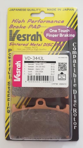 Klocki hamulcowe Vesrah vd-344jl do Suzuki GSR 600 / Versys 1000 przód