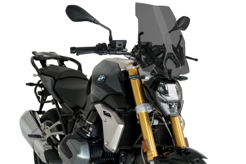 SZYBA TOURING NOWEJ GENERACJI PUIG DO BMW R1250R 19-25 (Z ORYGINALNYM WSPORNIKIEM BMW) MOCNO PRZYCIEMNIONA