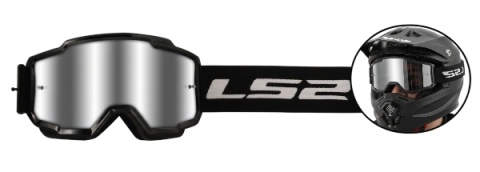 Gogle motocyklowe cross enduro LS2 Charger czarne , szyba lustrzanka