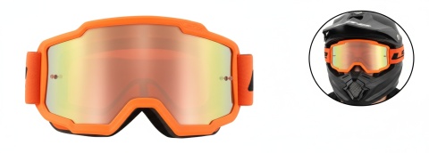 Gogle motocyklowe cross enduro LS2 Charger pomarańczowe , szyba lustrzanka