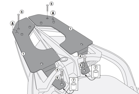 KAPPA STELAŻ KUFRA CENTRALNEGO BMW F 800GT (13-19), F 800ST (06-15), F 800R (2015) ( Z PŁYTĄ MONOKEY