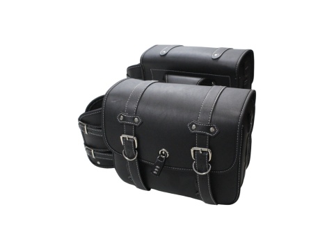 Sakwy motocyklowe 2 szt. ekoskóra z uchwytami na butelki cruiser chopper