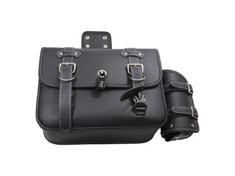 Sakwy motocyklowe 2 szt. ekoskóra z uchwytami na butelki cruiser chopper