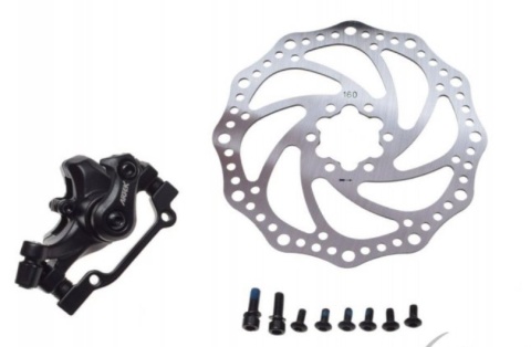 ZACISK HAMULCA TARCZOWEGO TYŁ + TARCZA 160 MM